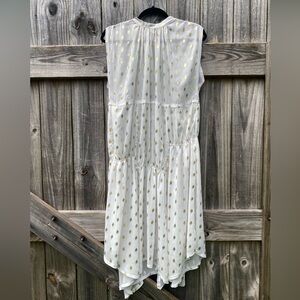 Plains & Prints Elegant White and Gold Polka Dot sheer Dress